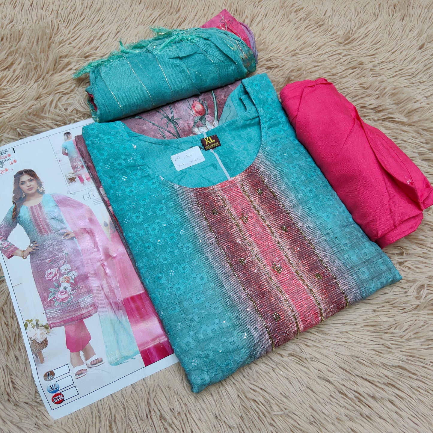 Chikenwork | Top Bottom Dupatta Set | TS401