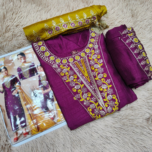 Vichitra Silk | Top Bottom Dupatta Set | TS402