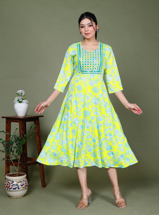 Anarkali Pure Cotton Short Umbrella Kurti | AK07