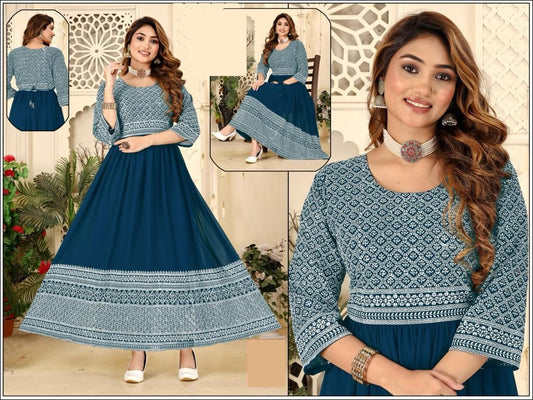 Chiffon Anarkali | Yoke & Dhaman Work | KS02