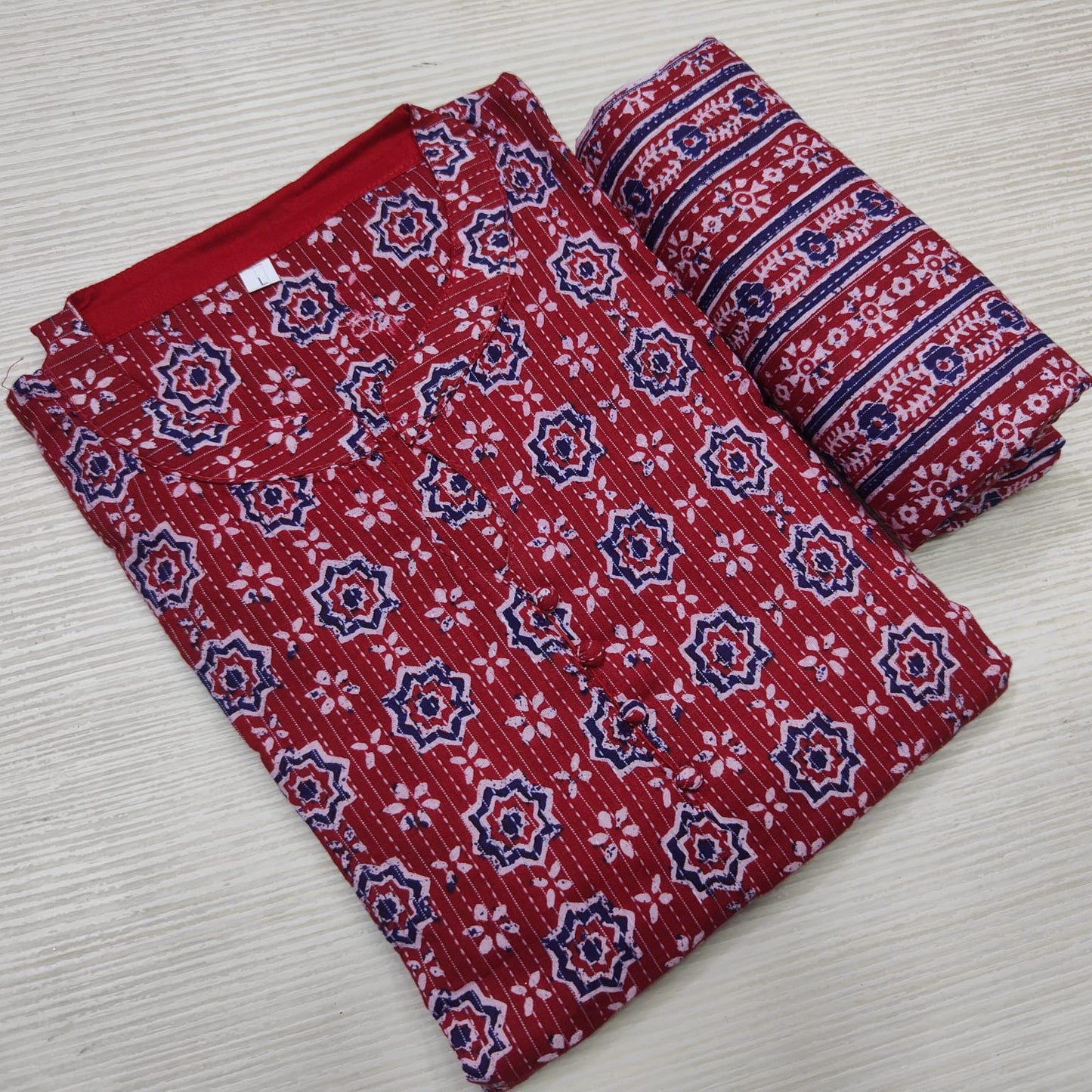 Premium Pure Ajrak Cotton | Top Bottom  Set with Lining | TS246