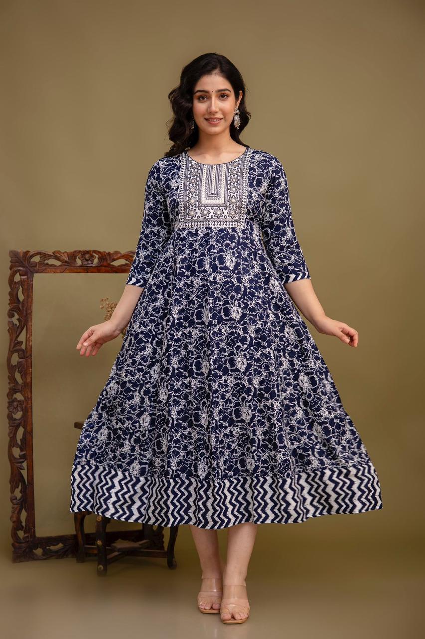 Cotton Rayon Mix Anarkali Kurti | AK903