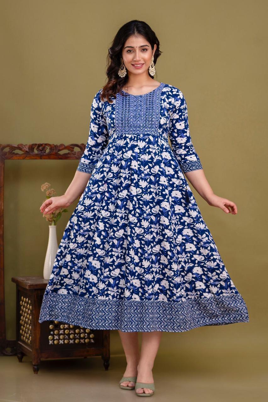 Cotton Rayon Mix Anarkali Kurti | AK904