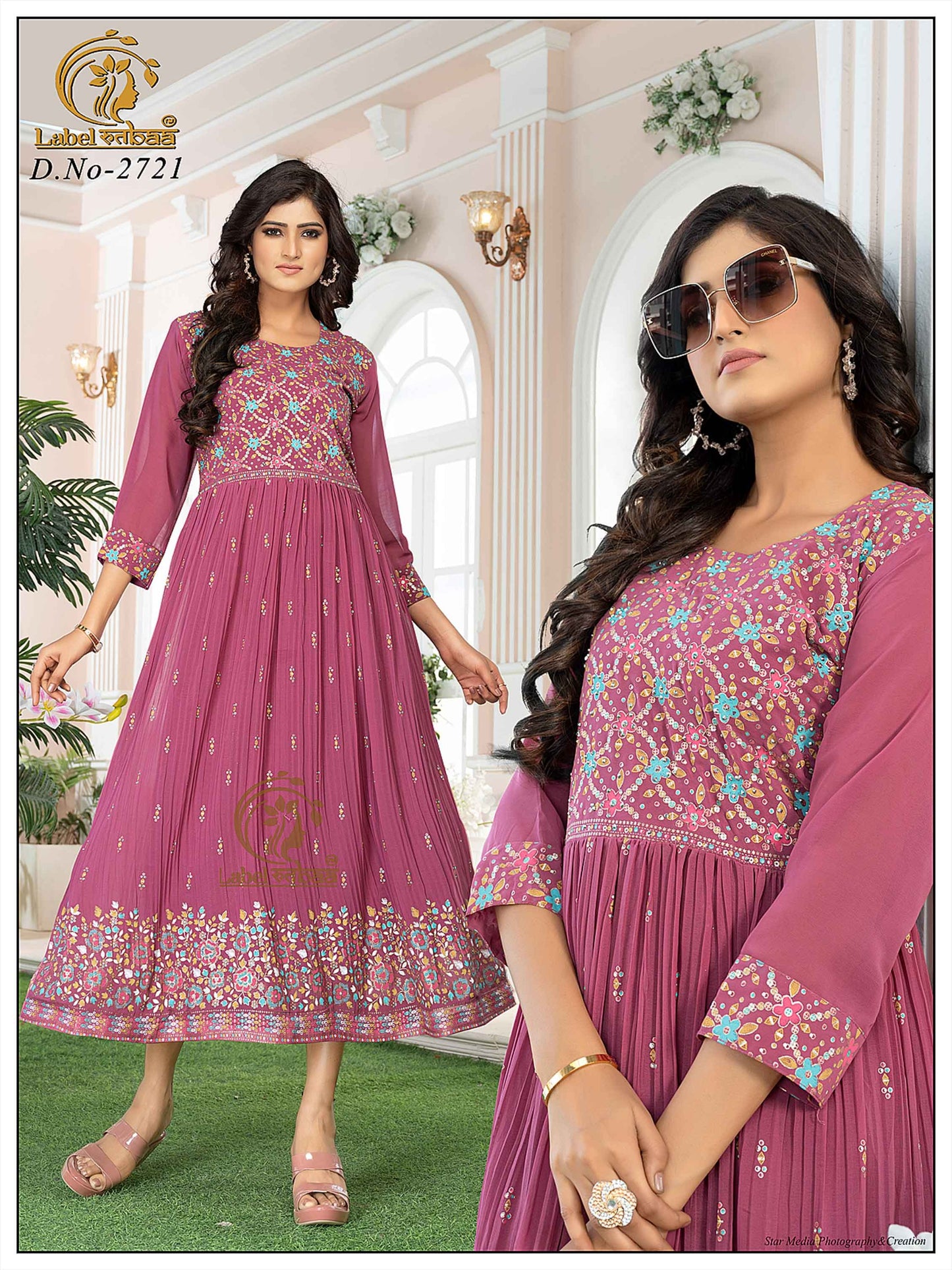 Anarkali Kurti | Chiffon Embroidery| AK300