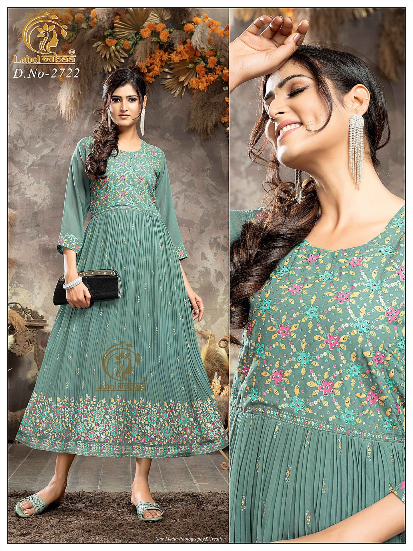 Anarkali Kurti | Chiffon Embroidery| AK300